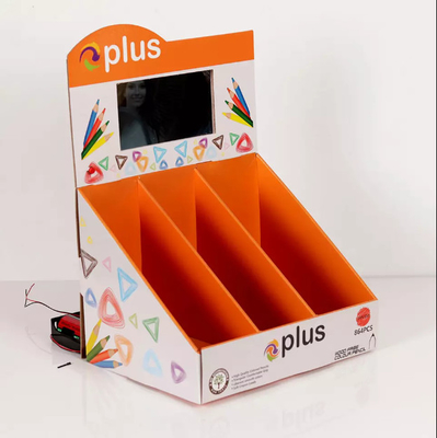 LCD-Bildschirm-Geschäft POP-Pappecountertop zeigt Briefpapier farbige Bleistifte stark beanspruchen an